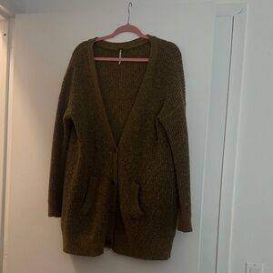 Free People Olive Cardigan Sweater